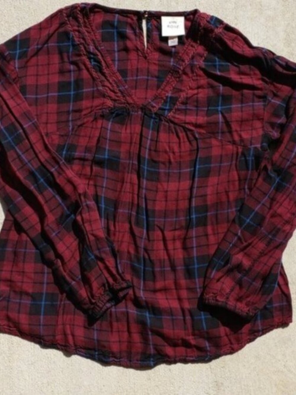 Knox Rose Plaid Burgundy Shirt.